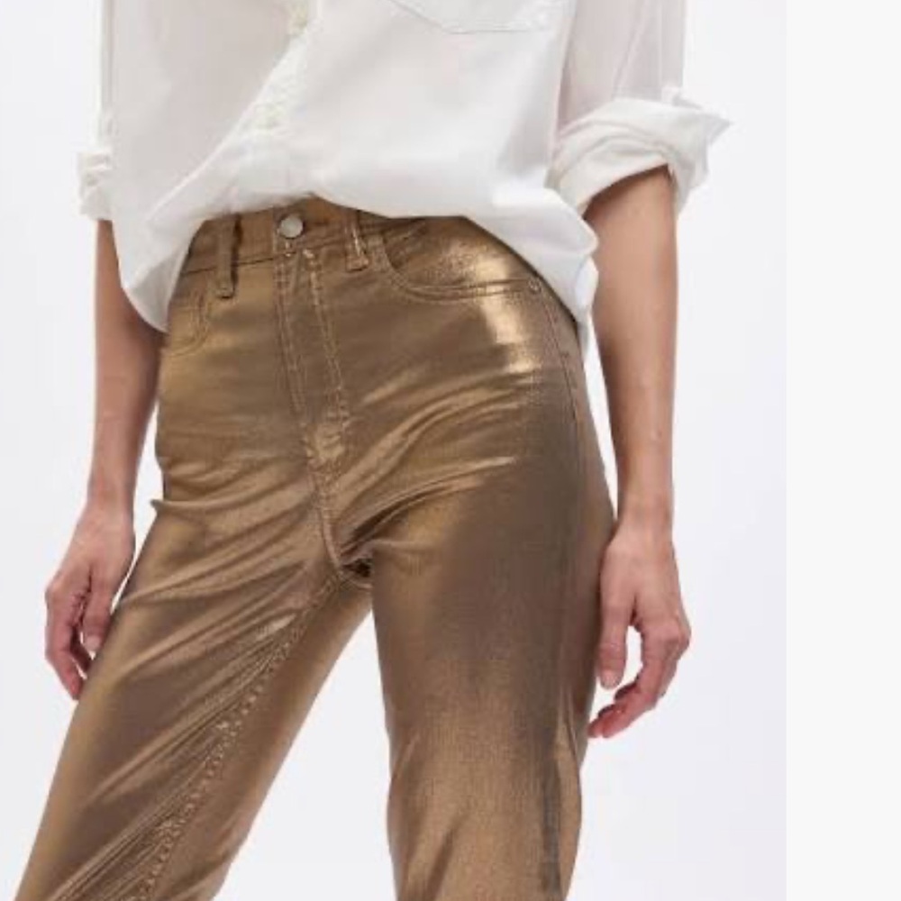 BNWT GAP Gold High Waisted Metallic Vintage Slim Jeans